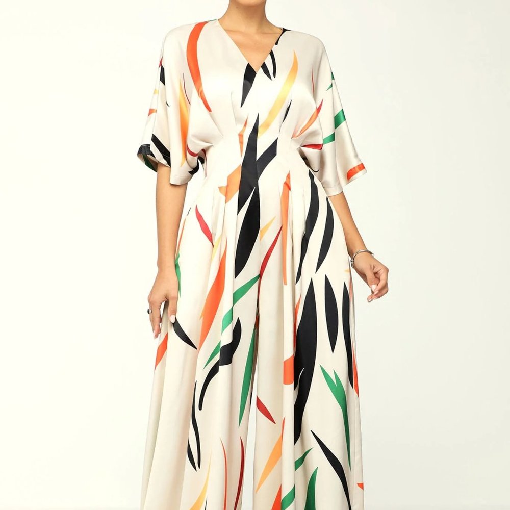 White with multicolor all-over prints - Picture 3 of 5